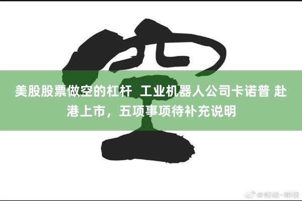 美股股票做空的杠杆  工业机器人公司卡诺普 赴港上市，五项事项待补充说明