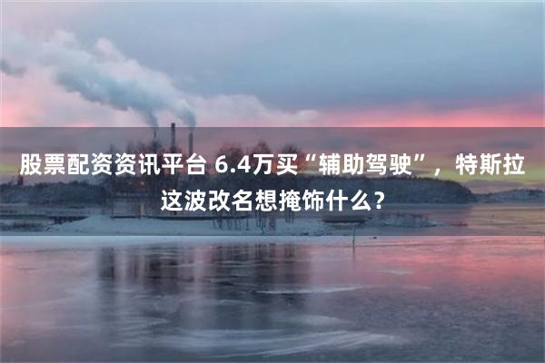 股票配资资讯平台 6.4万买“辅助驾驶”，特斯拉这波改名想掩饰什么？