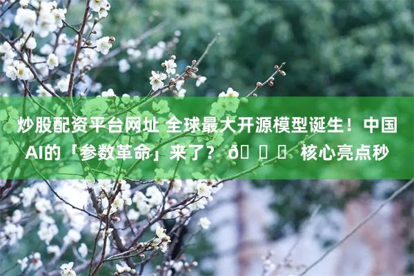 炒股配资平台网址 全球最大开源模型诞生！中国AI的「参数革命」来了？ 📈 核心亮点秒