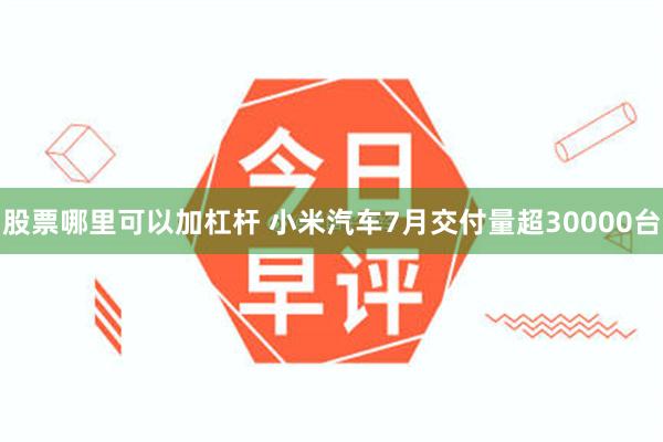 股票哪里可以加杠杆 小米汽车7月交付量超30000台