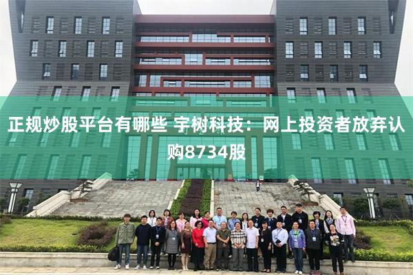 正规炒股平台有哪些 宇树科技：网上投资者放弃认购8734股