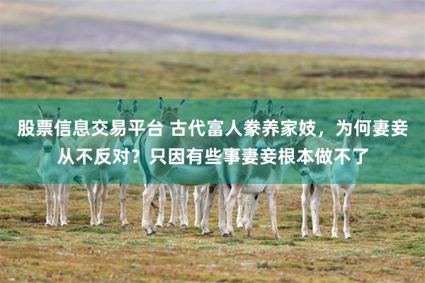 股票信息交易平台 古代富人豢养家妓，为何妻妾从不反对？只因有些事妻妾根本做不了