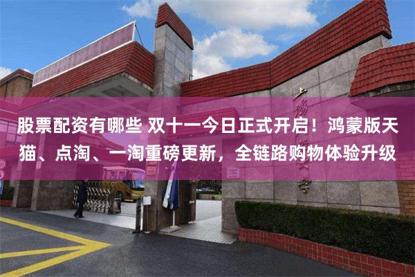 股票配资有哪些 双十一今日正式开启！鸿蒙版天猫、点淘、一淘重磅更新，全链路购物体验升级